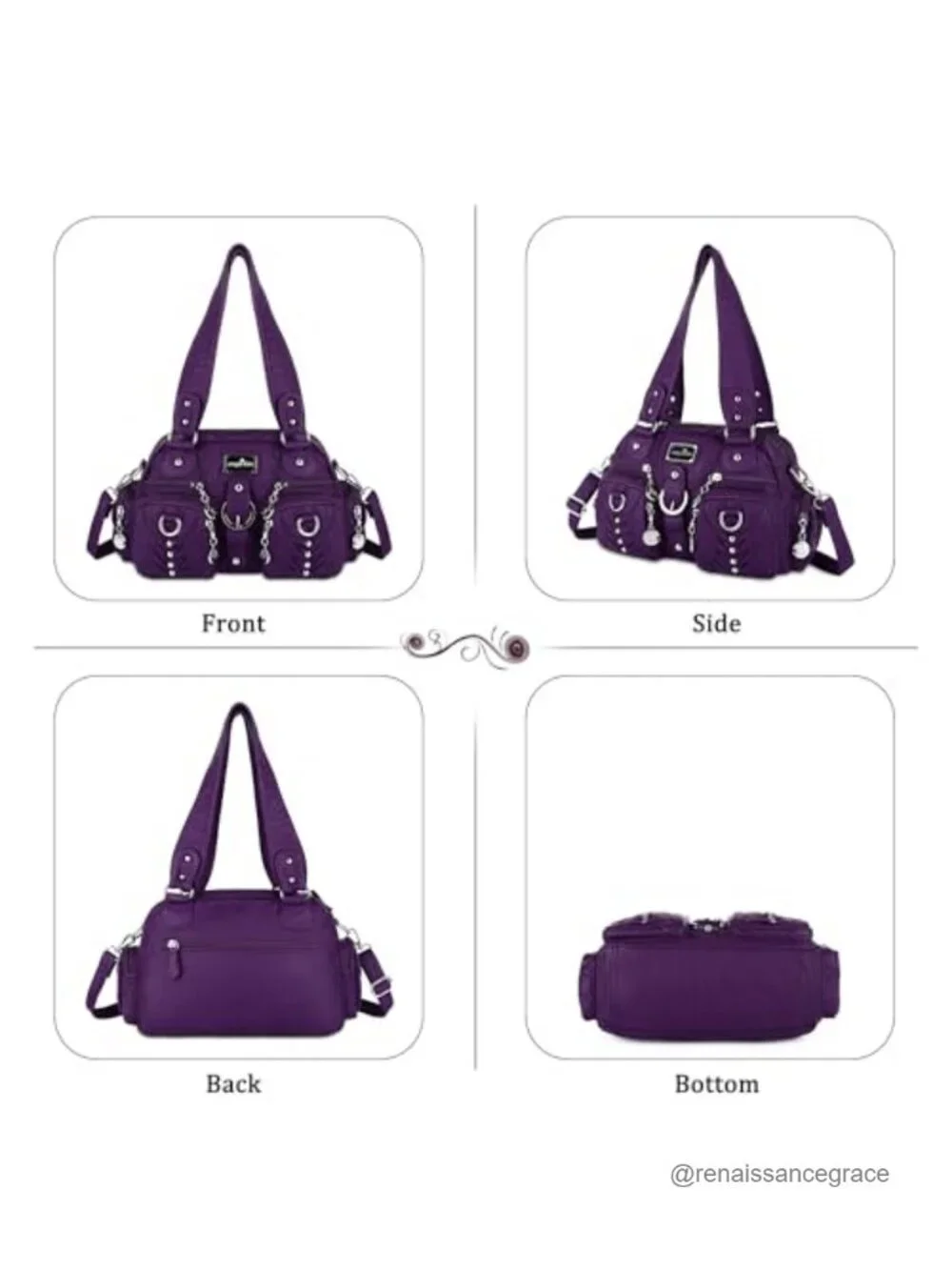 Small Hobo Purse Crossbody Bag Soft Vegan Leather Multipocket Shoulder Handbag